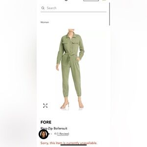 FORE Long Sleeve Jogger Jumpsuit in Army Green Size M
